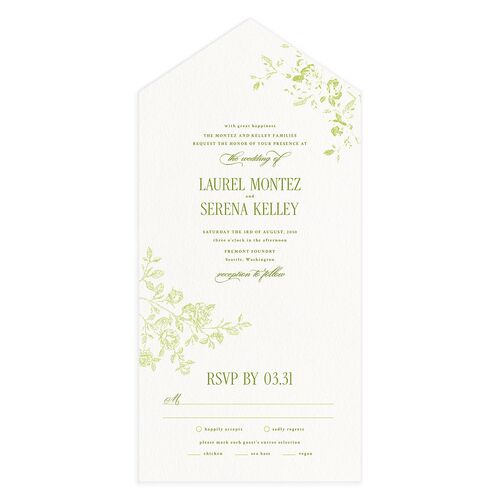 Vintage French Botanical All-in-One Wedding Invitations Meadow Signature Light Both Recipient and Return Addresses No