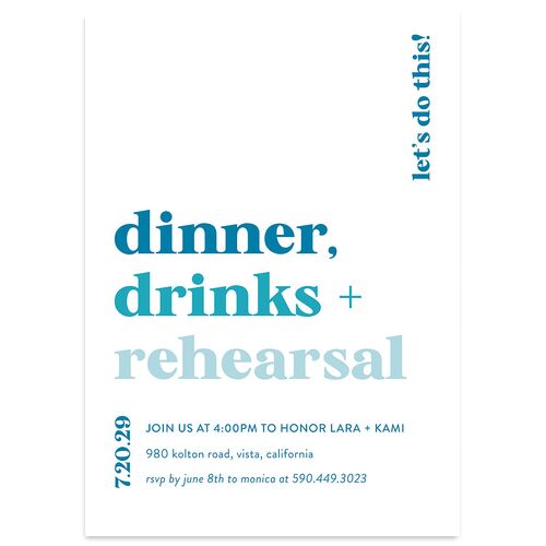 Vibrant Bold Rehearsal Dinner Invitations Cruise Signature Blank Standard