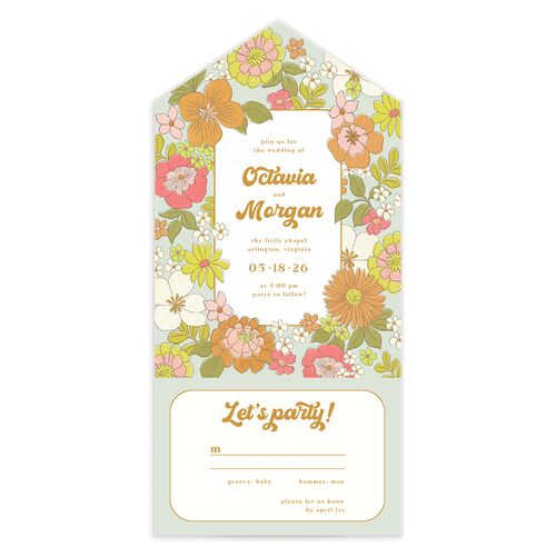 Groovy Blooms All-in-One Wedding Invitations