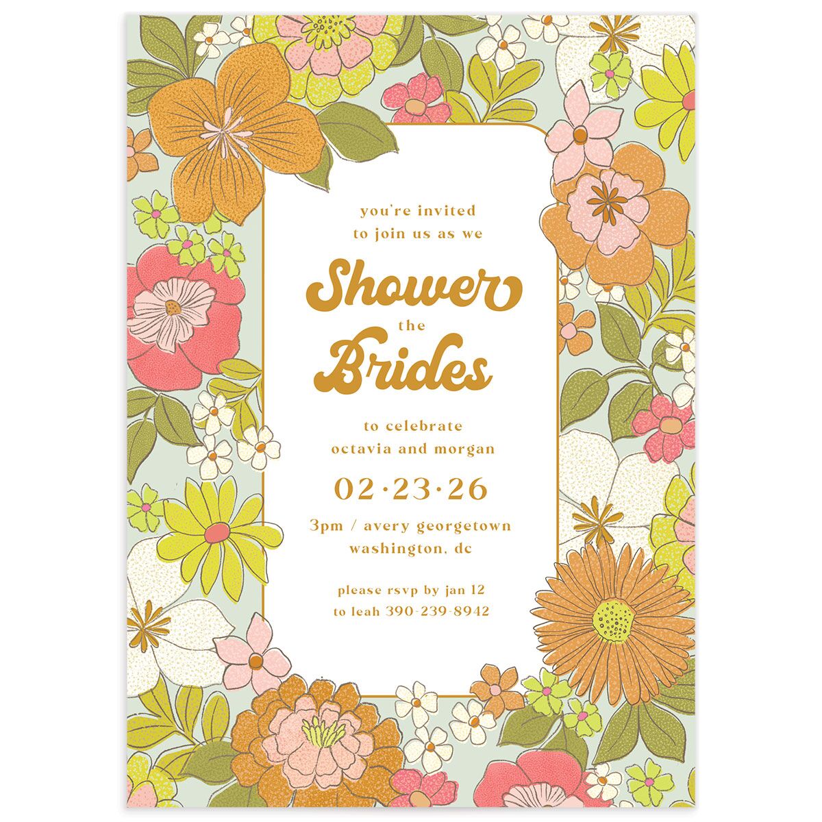 Groovy Blooms Bridal Shower Invitations
