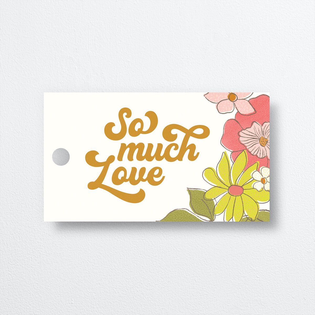 Groovy Blooms Favor Gift Tags front in yellow