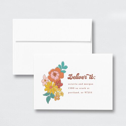 Groovy Blooms Response Card Envelopes White Standard Linen Return Address Signature