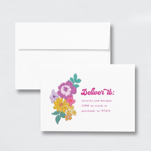 Groovy Blooms Response Card Envelopes White Standard Mulberry Return Address Signature