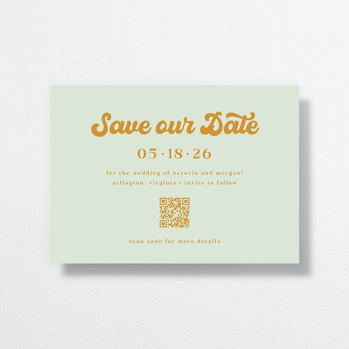 Groovy Blooms Save the Date Cards back in yellow