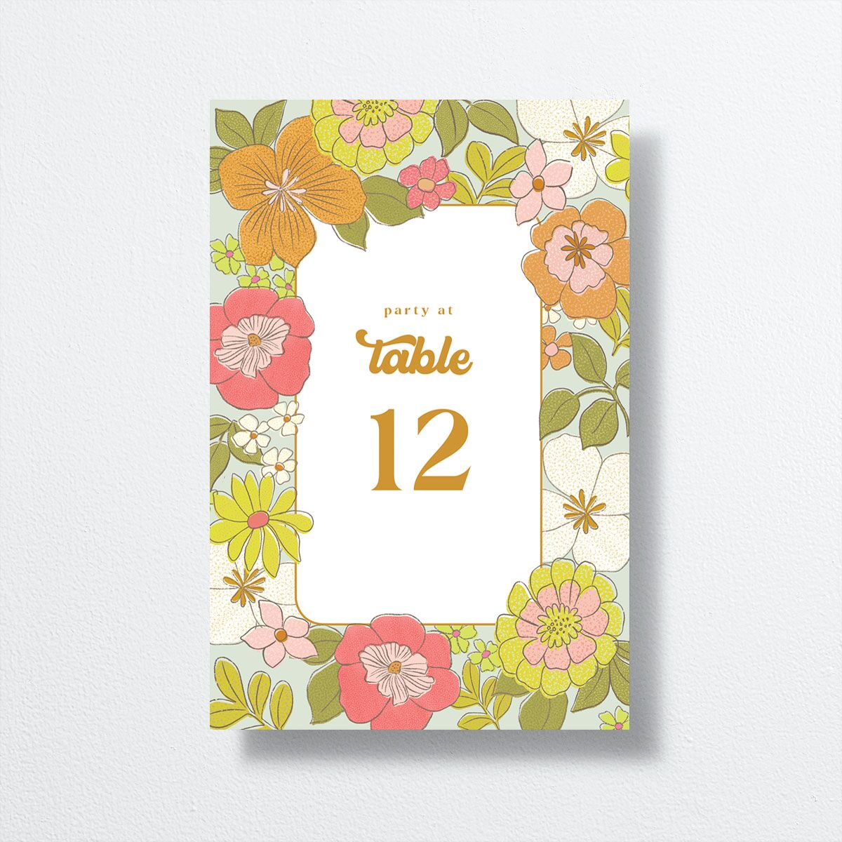 Groovy Blooms Table Numbers front in yellow