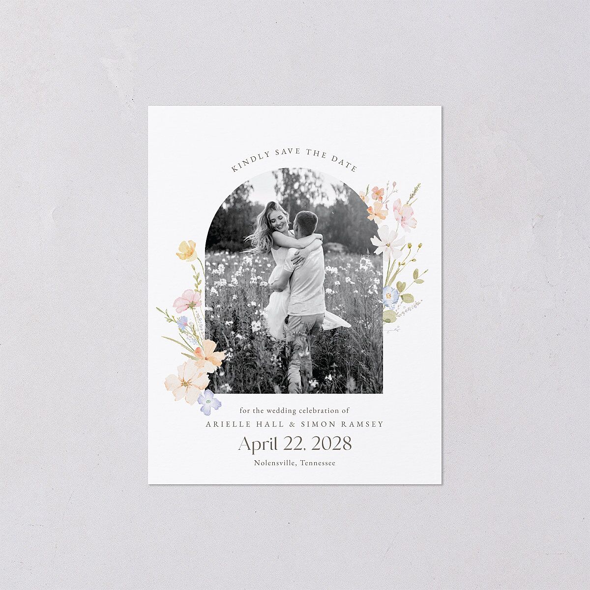 Wildflower Photo Save the Date Petite Cards Lilac Signature smooth Blank No Standard