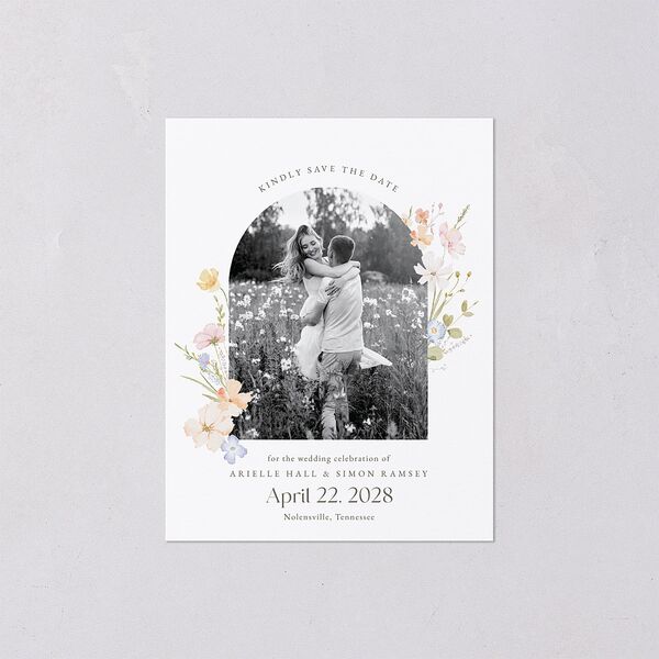 Wildflower Photo Save the Date Petite Cards Lilac Signature smooth Blank No Standard