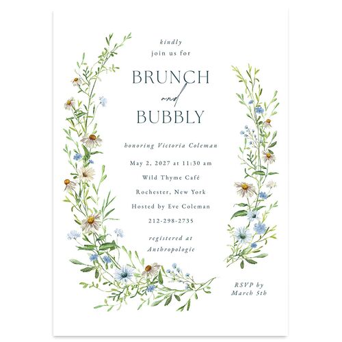 Wildflower Border Bridal Shower Invitations Stream Signature Blank Standard