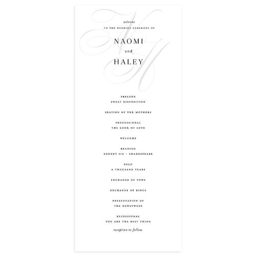 Elegant Monogram Wedding Programs Pure White Signature