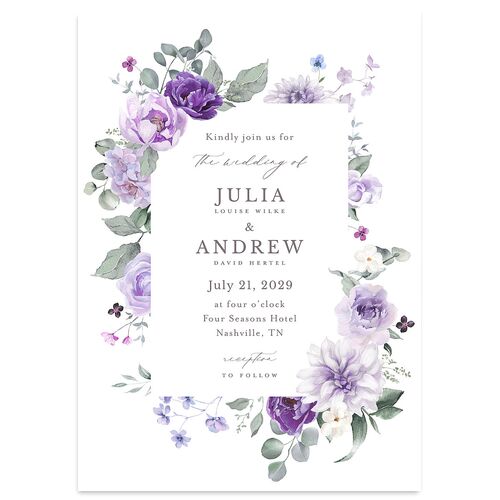 Elegant Floral Wedding Invitations Lilac Signature Blank Standard No