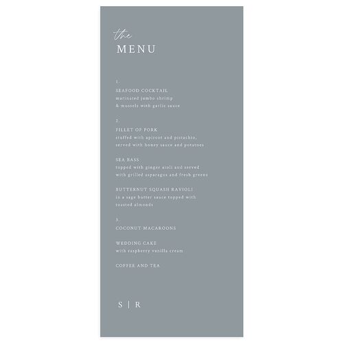 Captured Love Menus Dusty Blue Signature