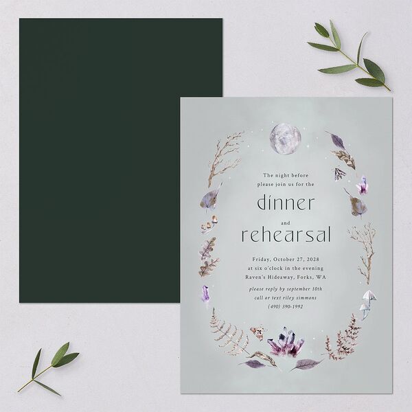 Crystal Forest Rehearsal Dinner Invitations Hunter Green Signature Blank Standard