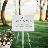 Romantic Calligraphy Standard Welcome Sign Medium Silver Standard Indoor Foam Core M Welcome