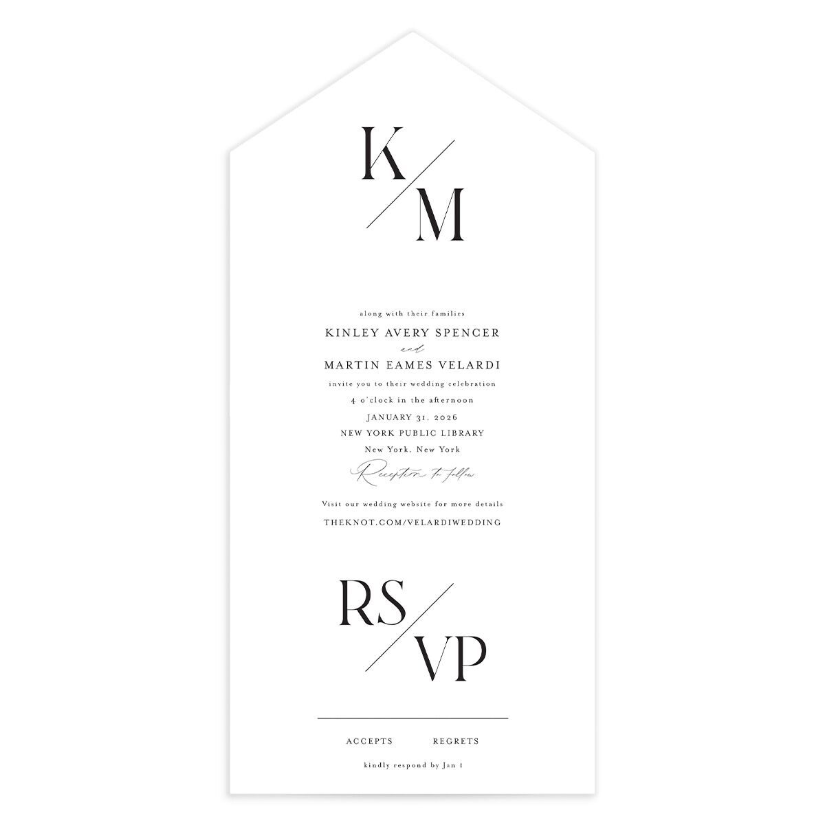 Monogram Slant All-in-One Wedding Invitations
