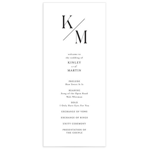 Monogram Slant Wedding Programs