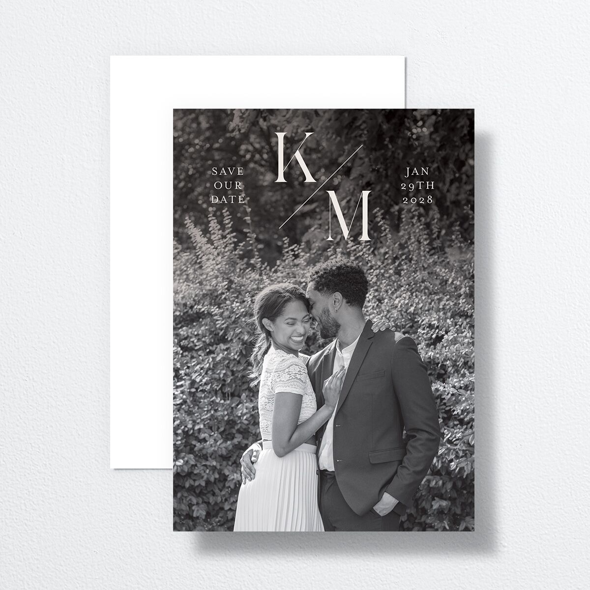 Monogram Slant Save the Date Cards Licorice Signature smooth No Standard
