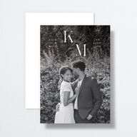 Monogram Slant Save the Date Cards Licorice Signature smooth No Standard