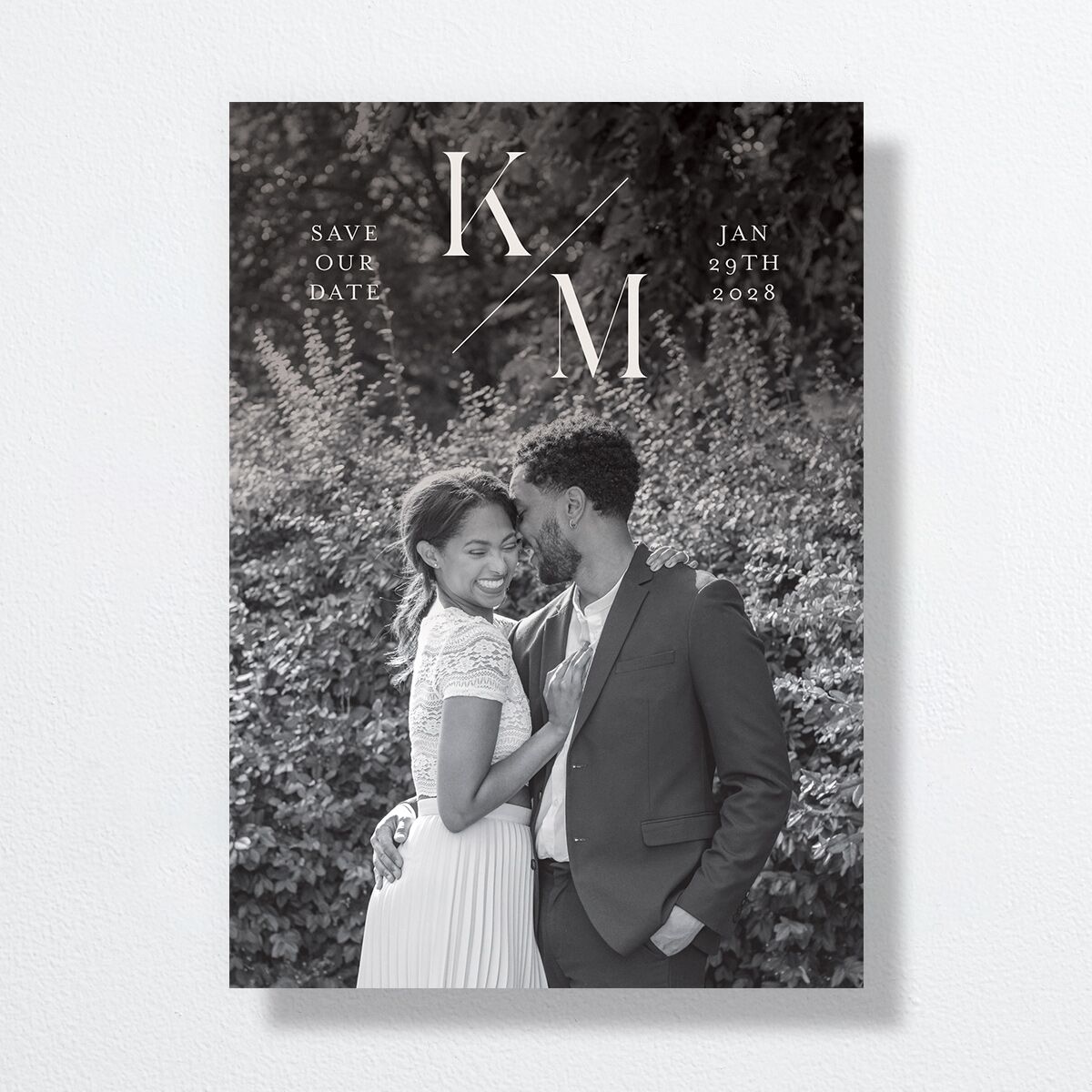 Monogram Slant Save the Date Cards Licorice Signature smooth No Standard