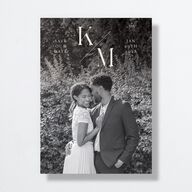 Monogram Slant Save the Date Cards Licorice Signature smooth No Standard