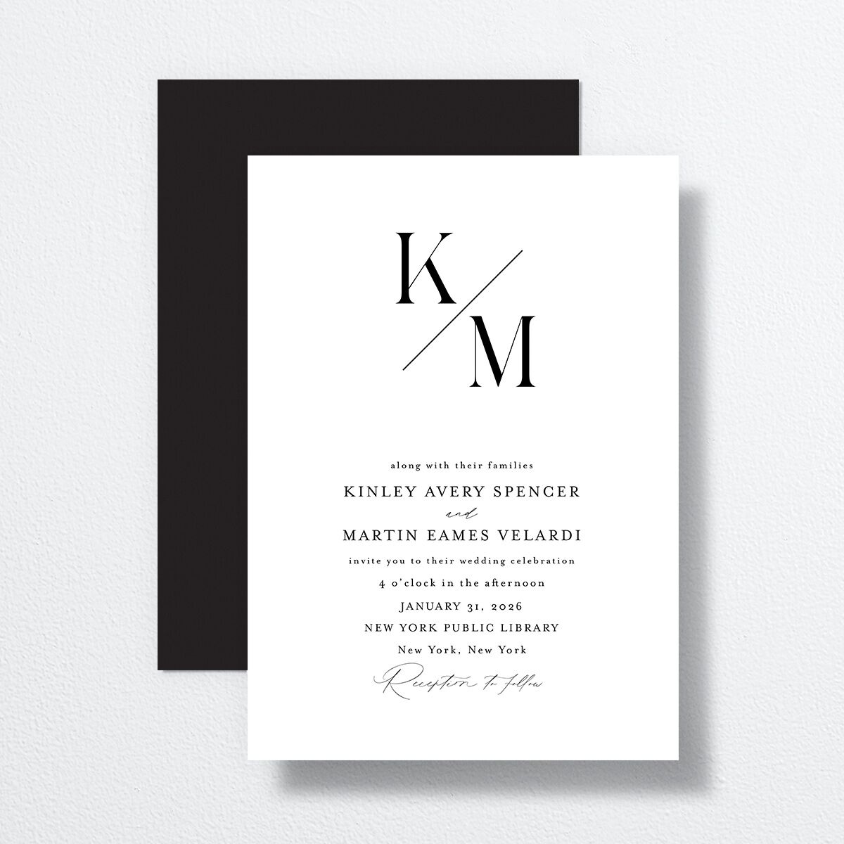 Monogram Slant Wedding Invitations Licorice Signature No Standard