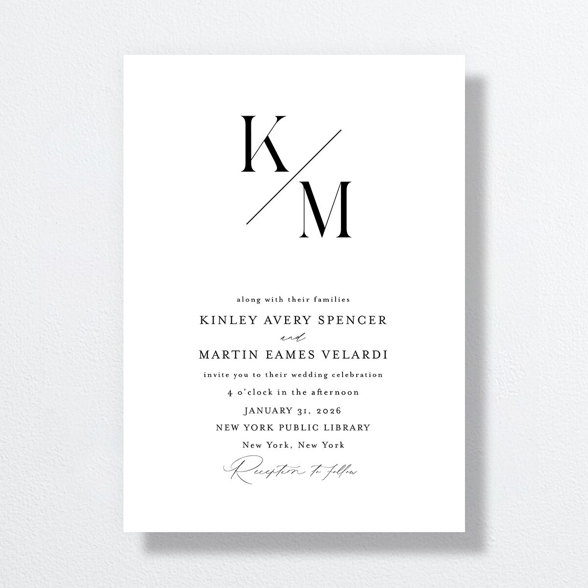 Monogram Slant Wedding Invitations Licorice Signature No Standard