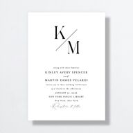Monogram Slant Wedding Invitations Licorice Signature No Standard
