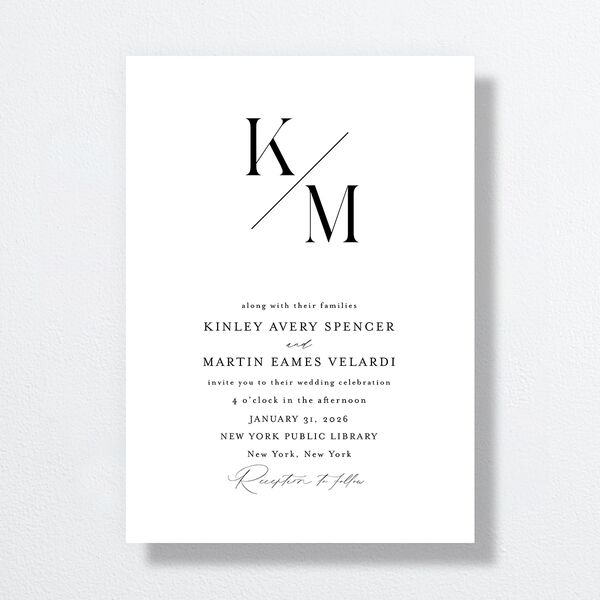 Monogram Slant Wedding Invitations Licorice Signature No Standard