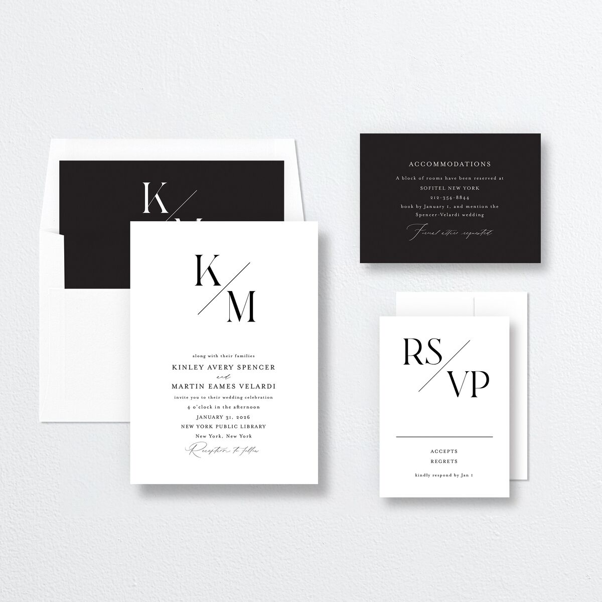 Monogram Slant Wedding Invitations Licorice Signature No Standard