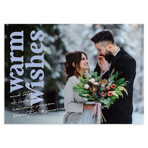 Warm Wishes Holiday Cards Sea Blue Signature Blank Landscape Standard