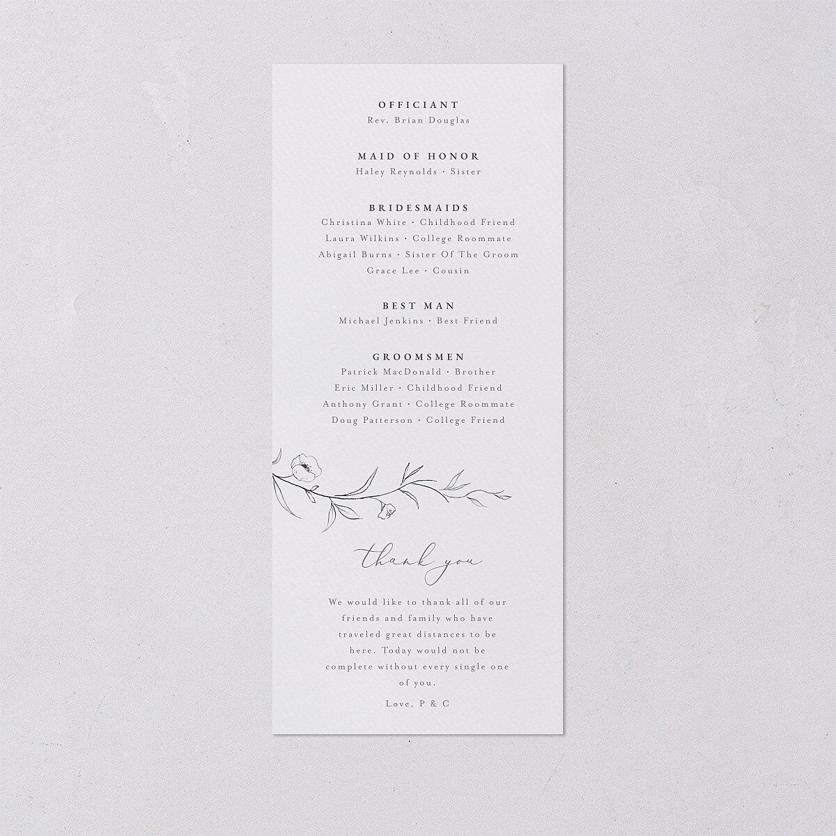 Graceful Botanical Wedding Programs Shadow Gray Signature
