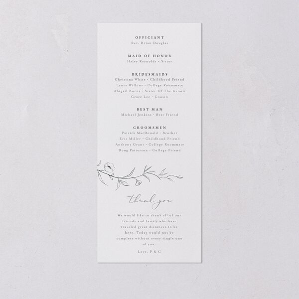 Graceful Botanical Wedding Programs Shadow Gray Signature
