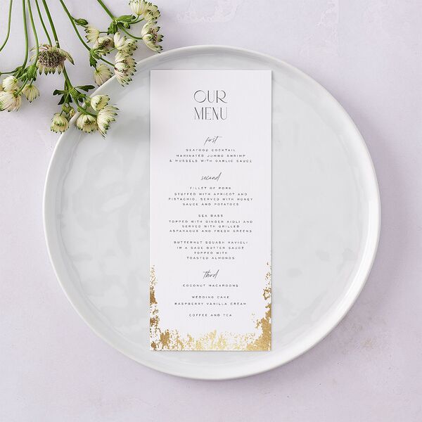 Metallic Edge Menus Gold Pure White Signature