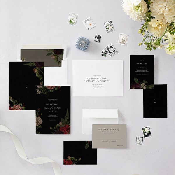 Gothic Floral Wedding Invitations Midnight Signature Blank No Standard