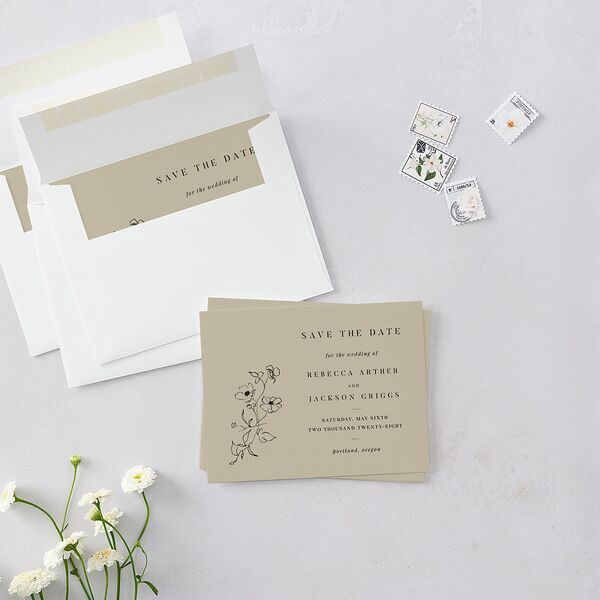 Elegant Minimal Save the Date Petite Cards Champagne Signature smooth Blank No Standard