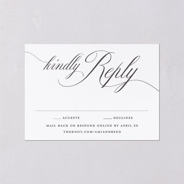 Grand Calligraphy Wedding Response Cards Medieval Grey Signature Standard