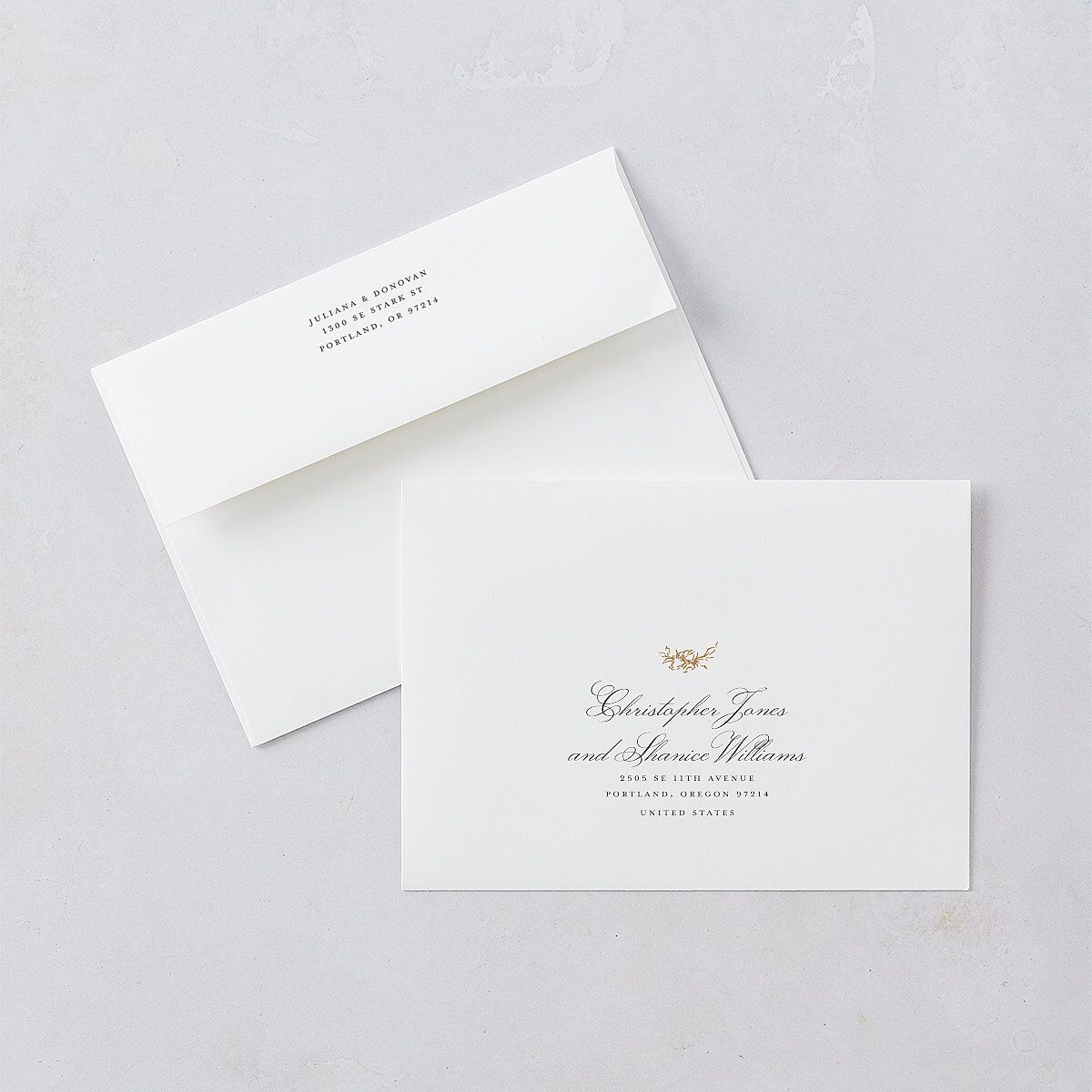 Medieval Castle Storybook Save The Date Card Envelopes White Almond Both Recipient and Return Addresses Signature Standard