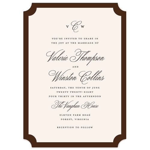 Elegant Eclectic Wedding Invitations Walnut Signature Blank No Ticket