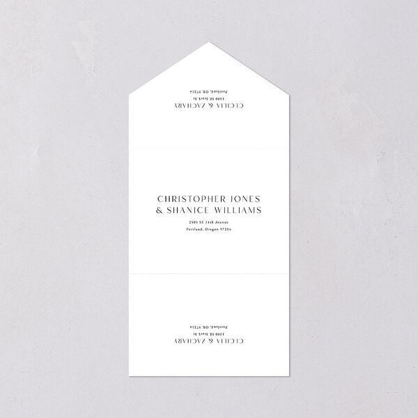 Simple Modern Monogram All-in-One Wedding Invitations Pure White Signature Light Both Recipient and Return Addresses No