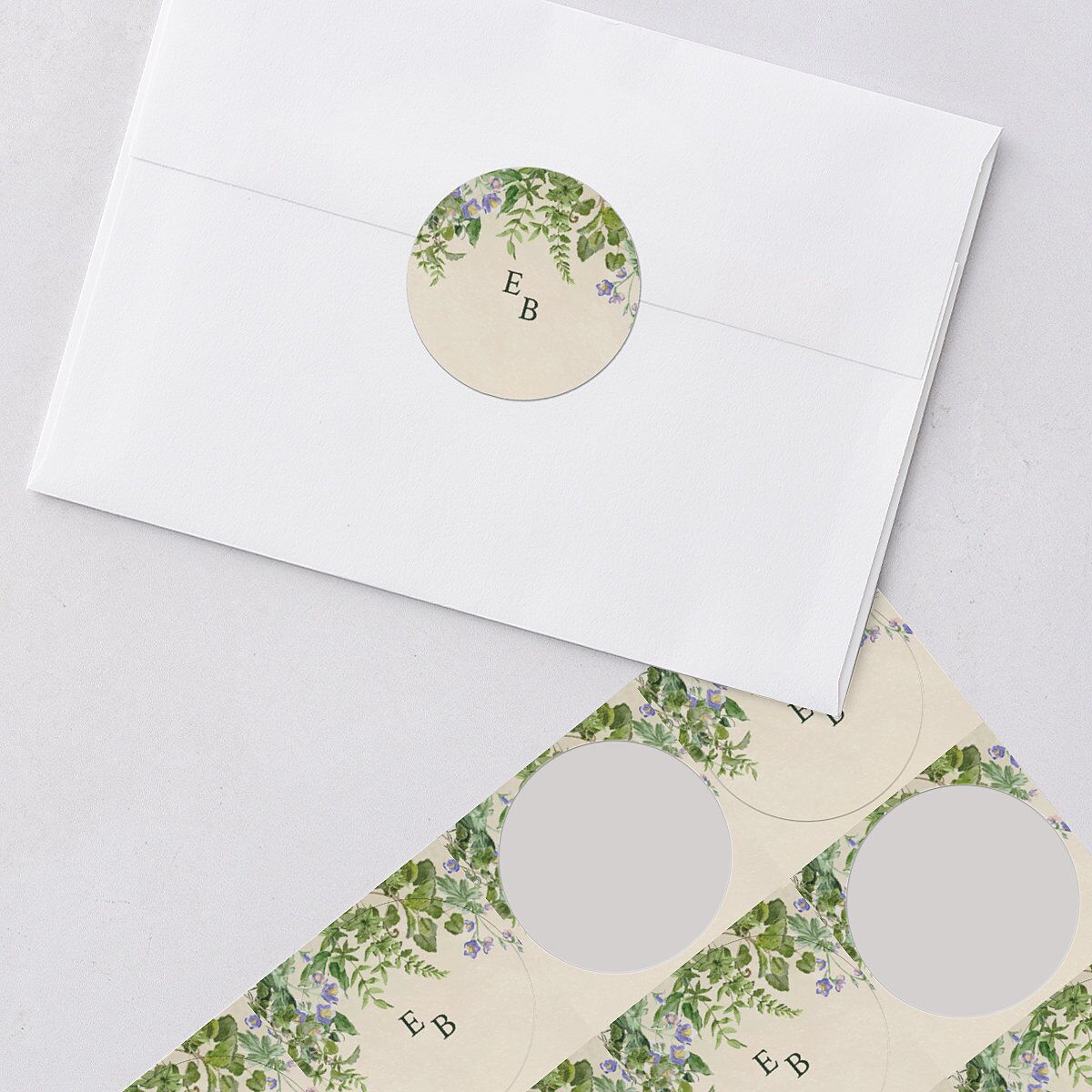 Mushroom Garden Fairytale Wedding Stickers Dark Green Circle