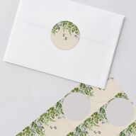 Mushroom Garden Fairytale Wedding Stickers Dark Green Circle