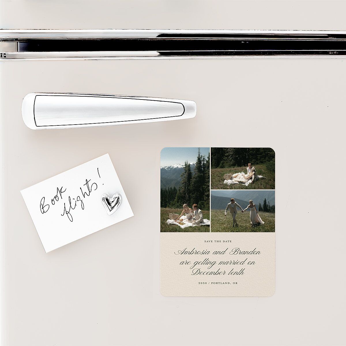 Vintage Cinematic Photo Save The Date Magnets Linen Magnet Paper