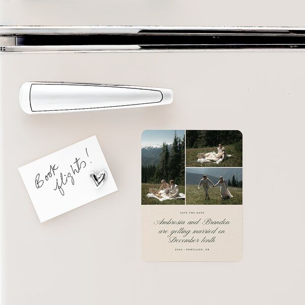 Vintage Cinematic Photo Save The Date Magnets Linen Magnet Paper