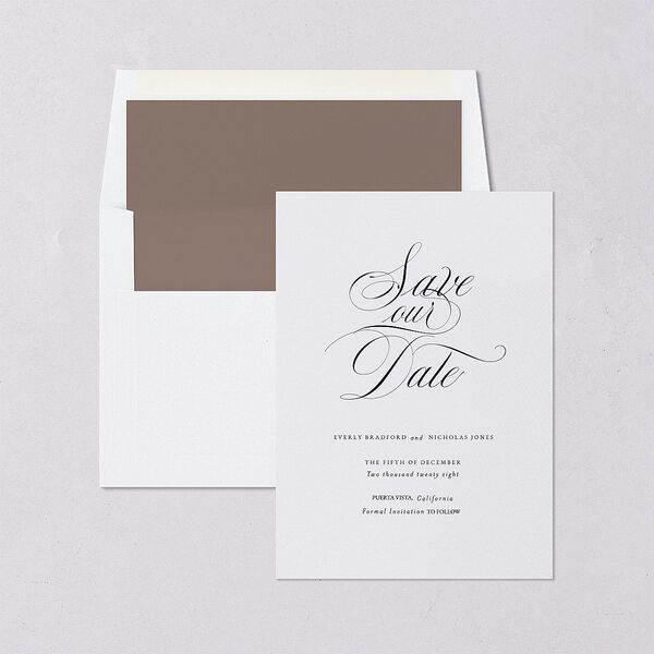 Exquisite Calligraphy Save The Date Cards Pure White Signature smooth Blank No Standard
