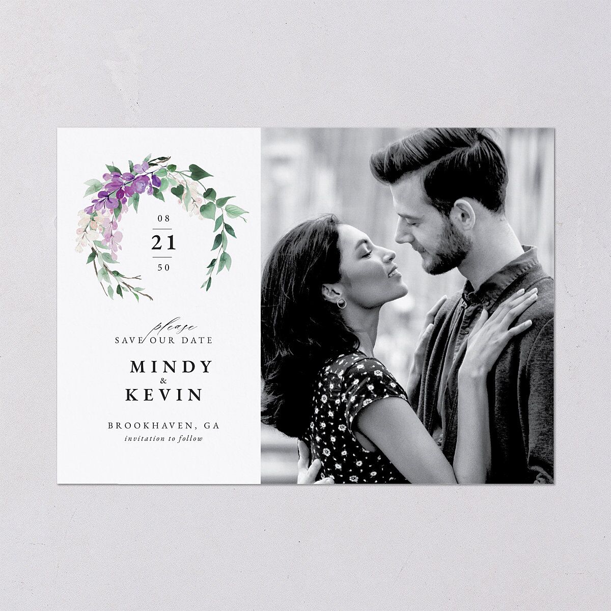 Romantic Wisteria Save The Date Cards — view 2
