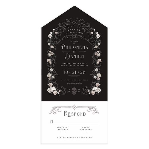 Gothic Gate All-in-One Wedding Invitations Pebble Signature Light Both Recipient and Return Addresses No