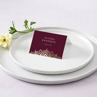 Indian Gilded Adornment Place Cards Gold Burgundy Signature