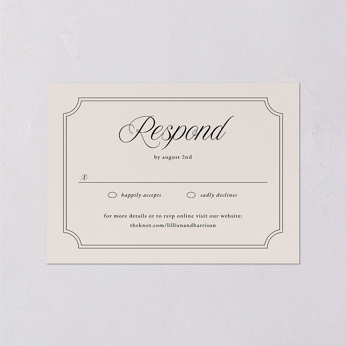 Elegant Oval Monogram Wedding Response Cards Sand Signature Standard