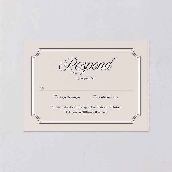 Elegant Oval Monogram Wedding Response Cards Sand Signature Standard