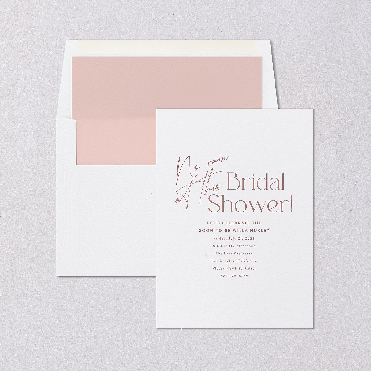 Happy Tears Bridal Shower Invitations Shell Pink Signature Blank Standard