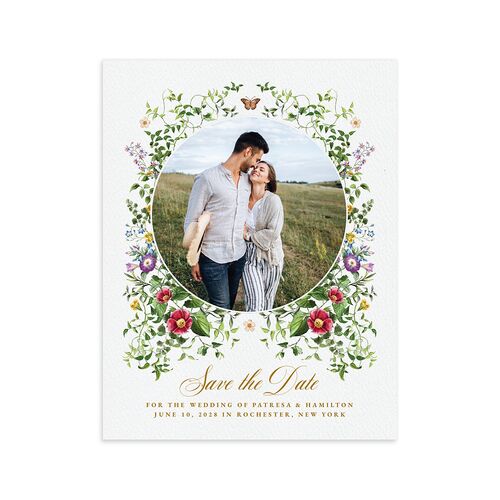 Opulent Garden Save the Date Petite Cards Scottish Green Signature smooth Blank No Standard
